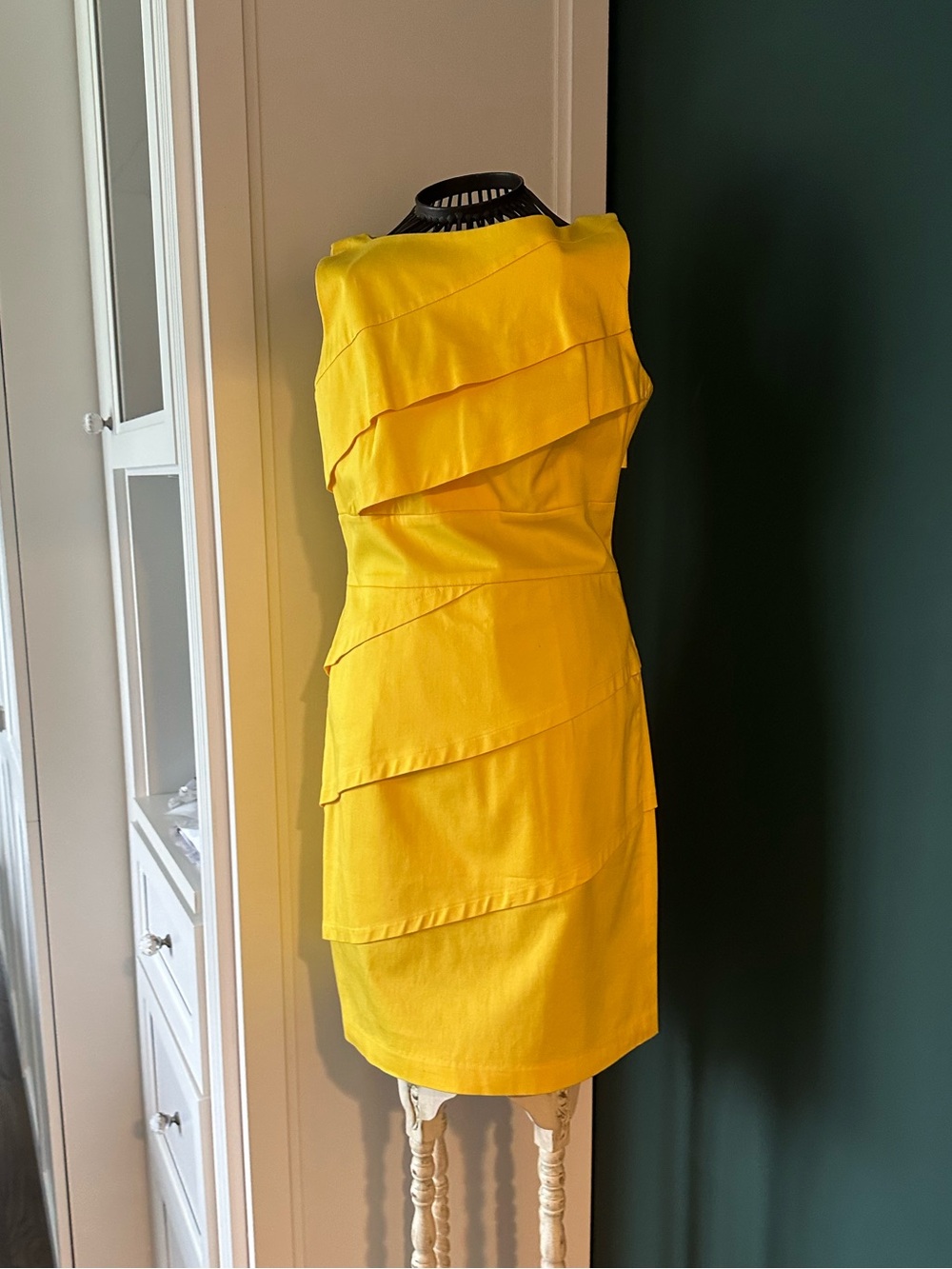 Calvin Klein Bright Yellow Tiered Sheath Dress